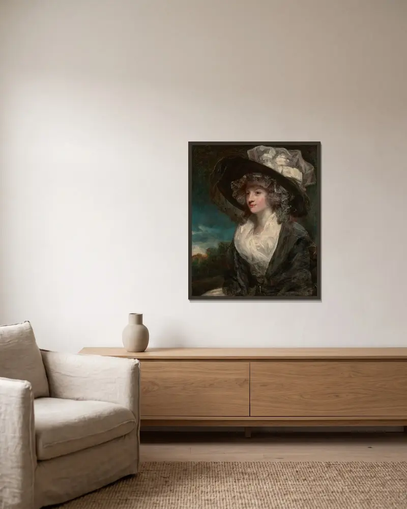 Porträtt av Amelia Hume, senare Lady Farnborough av Sir Joshua Reynolds inramad på en vägg