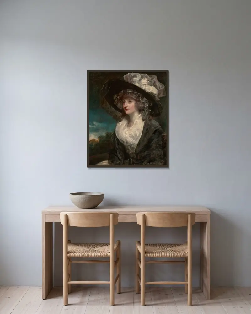 Porträtt av Amelia Hume, senare Lady Farnborough av Sir Joshua Reynolds inramad på en vägg