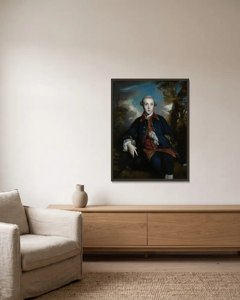 Portrait of Charles Brandling av Sir Joshua Reynolds inramad på en vägg