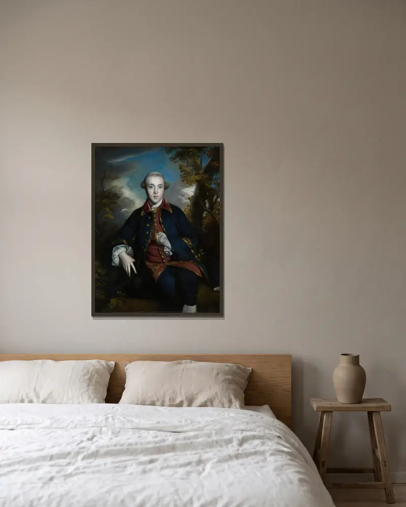 Portrait of Charles Brandling av Sir Joshua Reynolds inramad på en vägg
