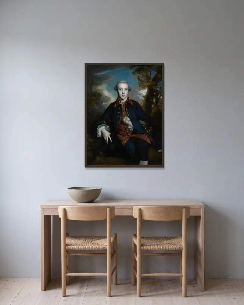 Portrait of Charles Brandling av Sir Joshua Reynolds inramad på en vägg