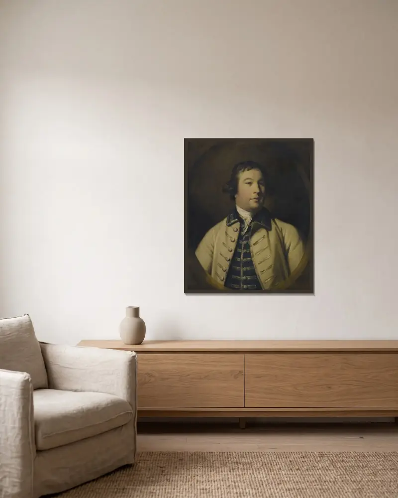 Portrait Of Henry Drummond av Sir Joshua Reynolds inramad på en vägg