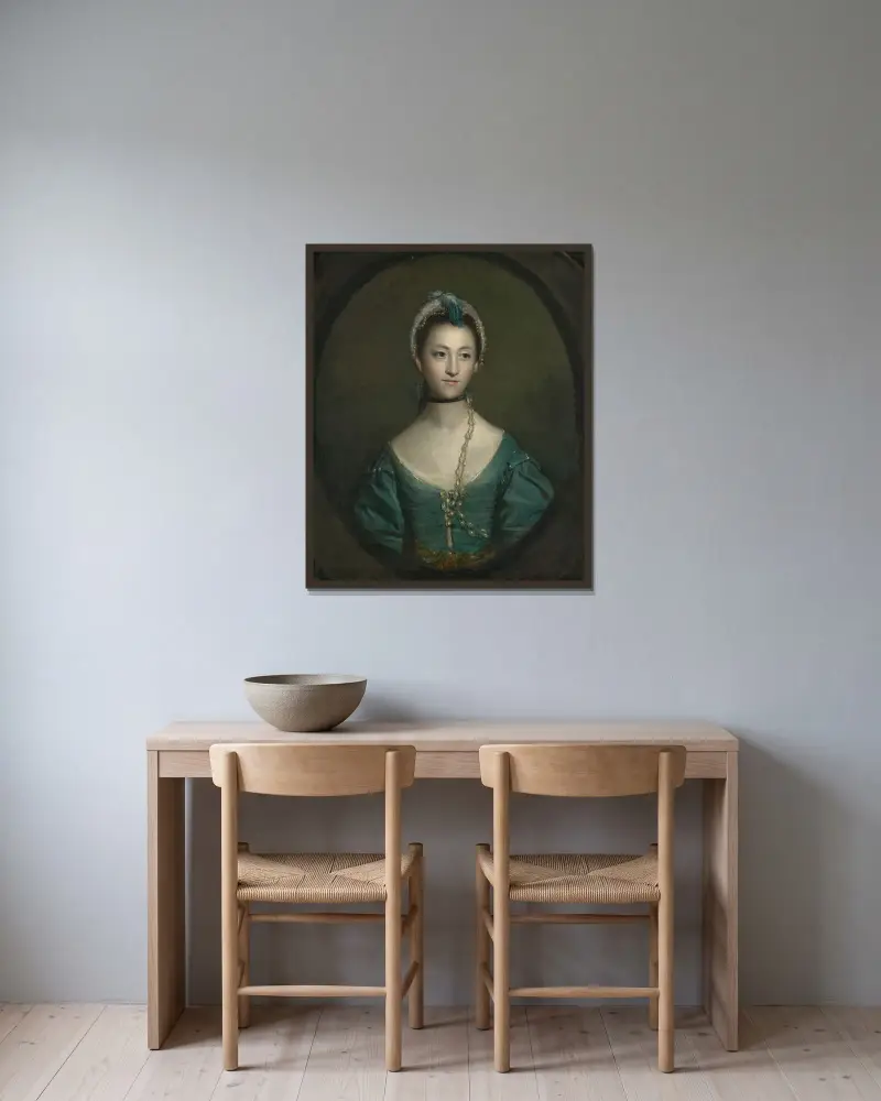 Porträtt av Lady Louisa Augusta Greville (1743–1779) av Sir Joshua Reynolds inramad på en vägg