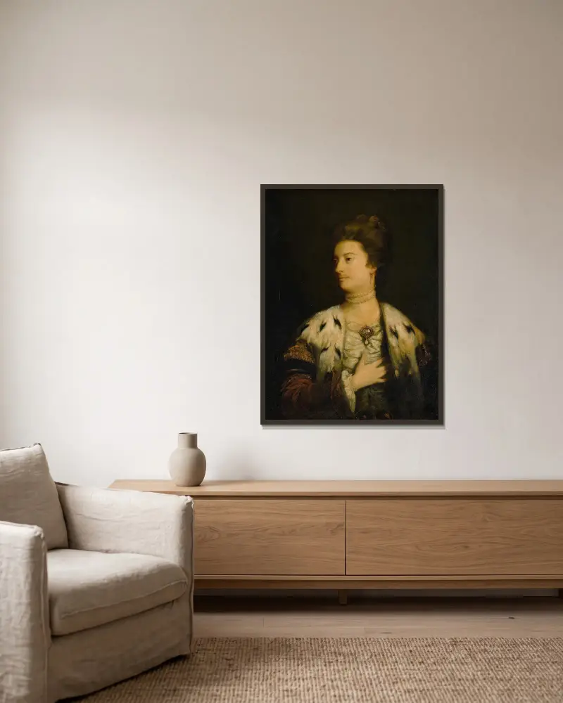 Portrait Of Lady Williams Wynn av Sir Joshua Reynolds inramad på en vägg