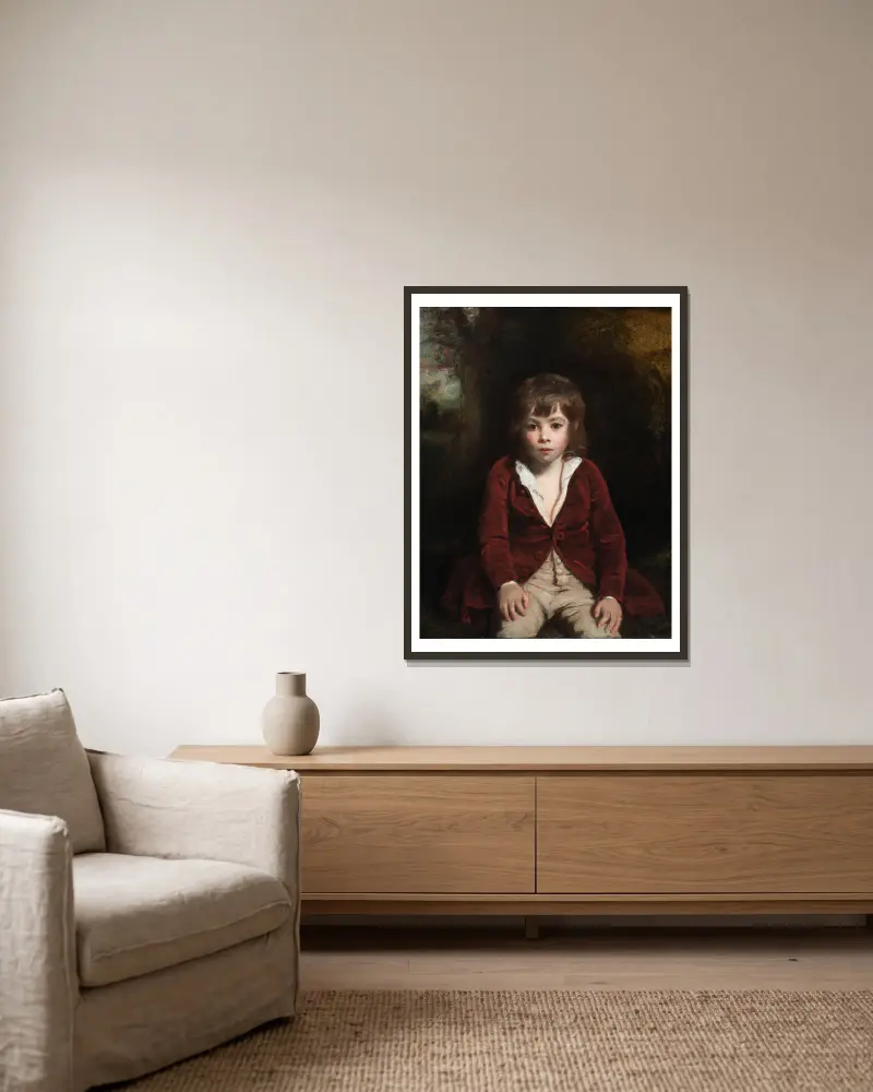 Portrait of Master Bunbury av Sir Joshua Reynolds inramad på en vägg