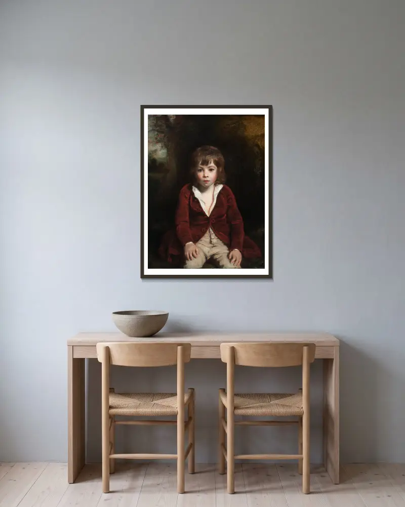 Portrait of Master Bunbury av Sir Joshua Reynolds inramad på en vägg