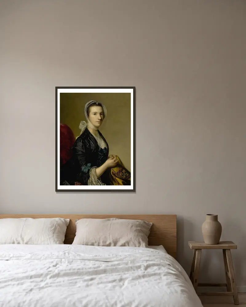Portrait Of Mrs. Jubb av Sir Joshua Reynolds inramad på en vägg