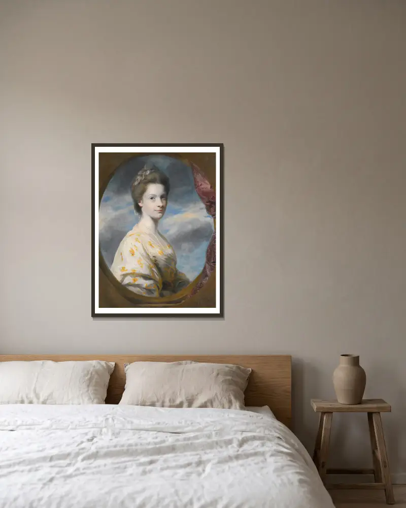 Portrait Of Sophia, Mrs Edward Southwell, Later Lady De Clifford av Sir Joshua Reynolds inramad på en vägg