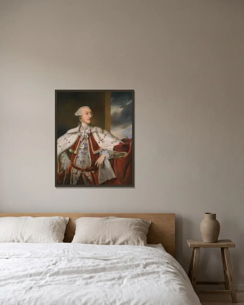 Porträt von Thomas Bruce Brudenell-Bruce, später 1. Earl of Ailesbury von Sir Joshua Reynolds gerahmt an einer Wand