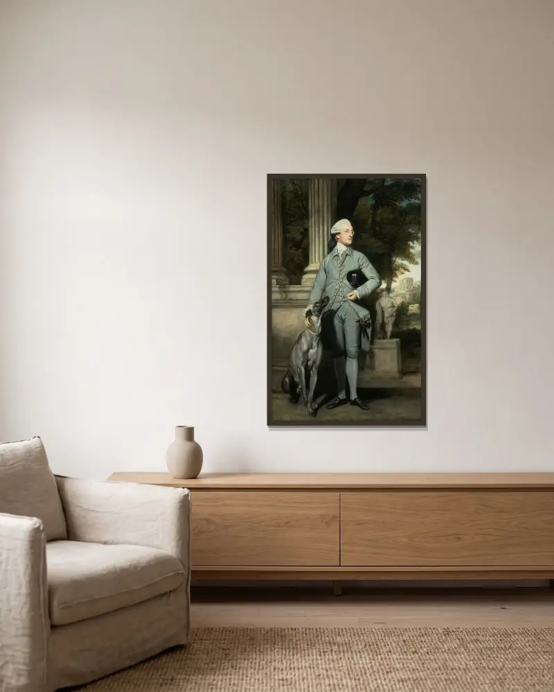 Richard Peers Symons, M.P. (Later Sr Richard Peers Symons, Baronet) av Sir Joshua Reynolds inramad på en vägg