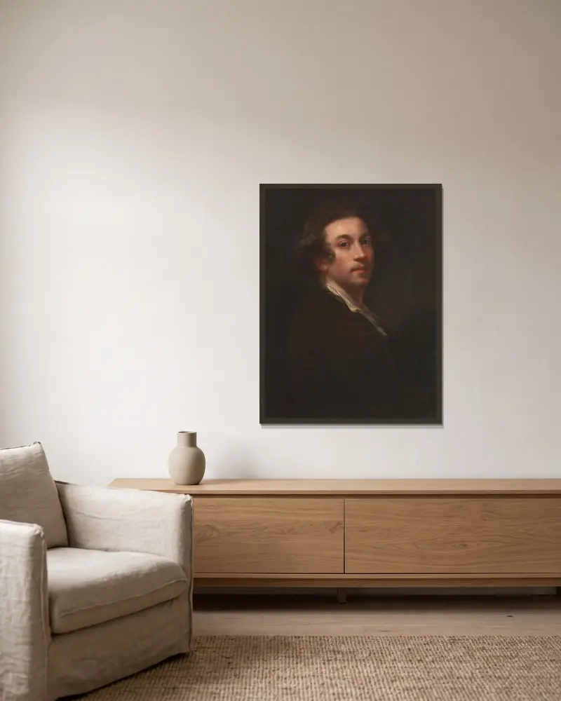 Självporträtt av Sir Joshua Reynolds inramad på en vägg