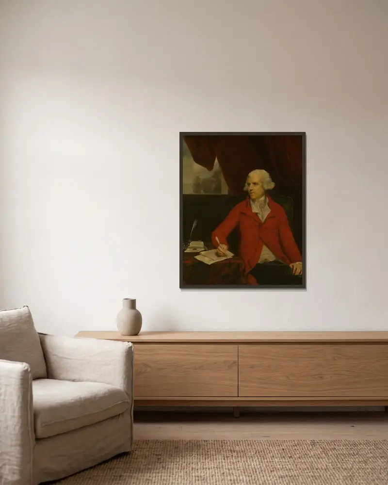 Sir Thomas Rumbold, Bt. av Sir Joshua Reynolds inramad på en vägg