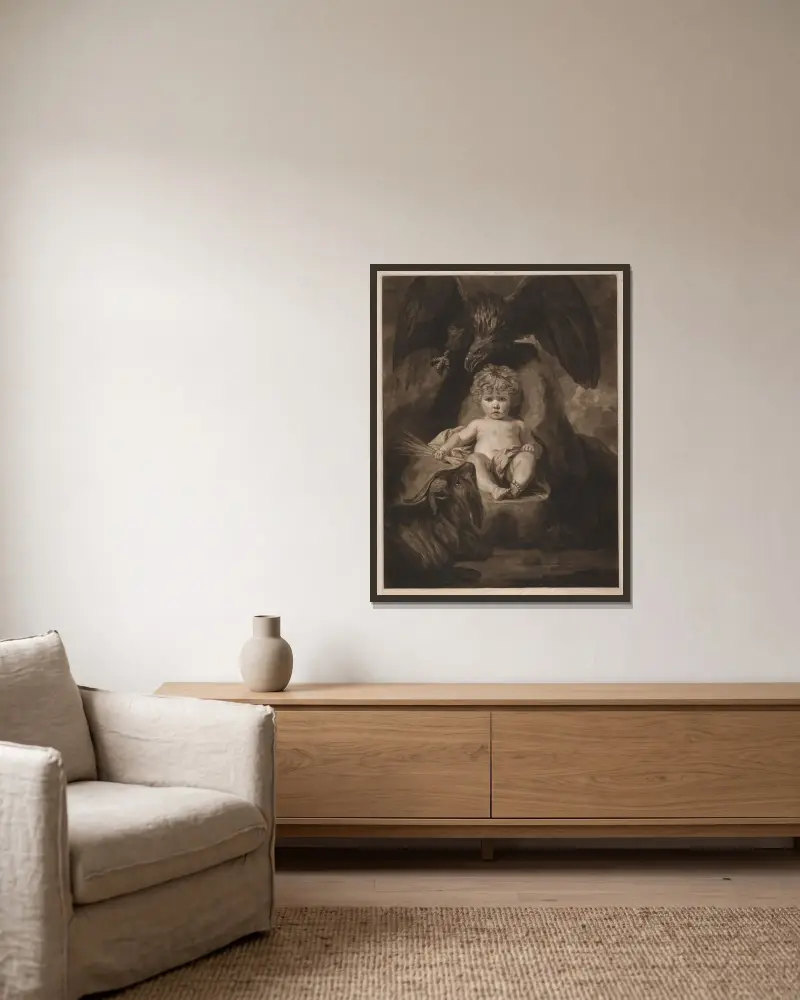 Den späde Jupiter av Sir Joshua Reynolds inramad på en vägg