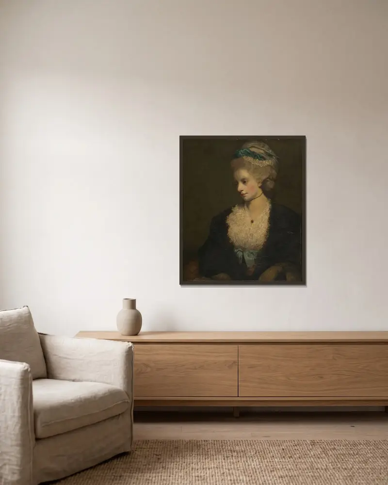 Theophilia Gwatkin av Sir Joshua Reynolds inramad på en vägg