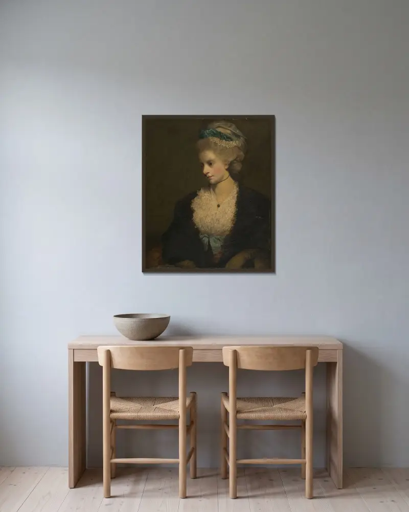 Theophilia Gwatkin av Sir Joshua Reynolds inramad på en vägg