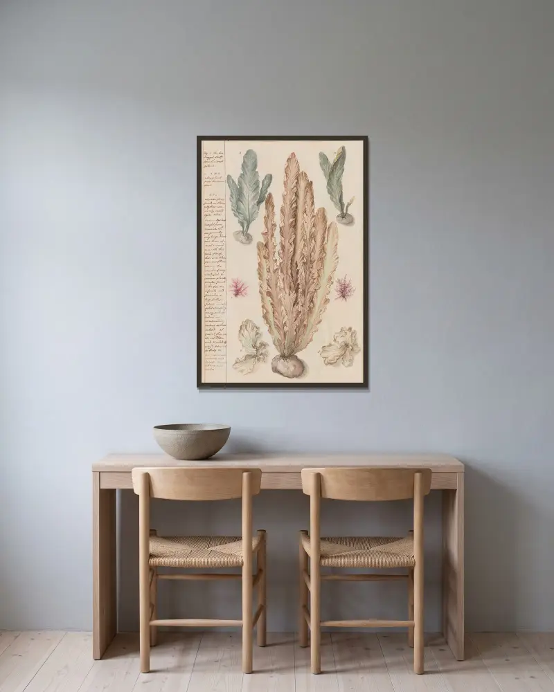 Sea plants from the coast of Kent av Joshua Webster inramad på en vägg