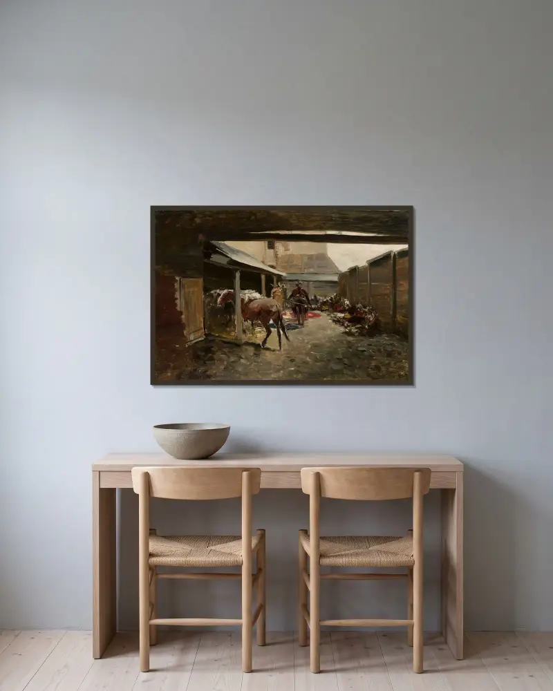 Backyard av Jozef Brandt inramad på en vägg