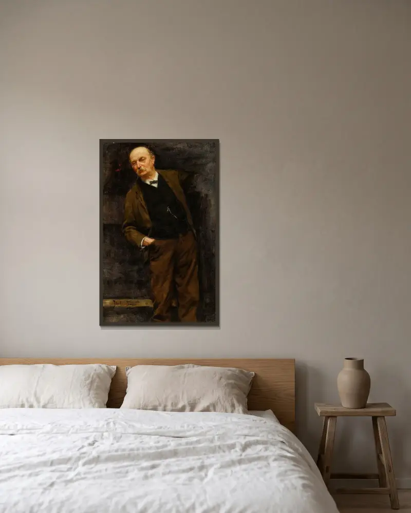 Porträtt av Artur Potocki av Jozef Brandt inramad på en vägg