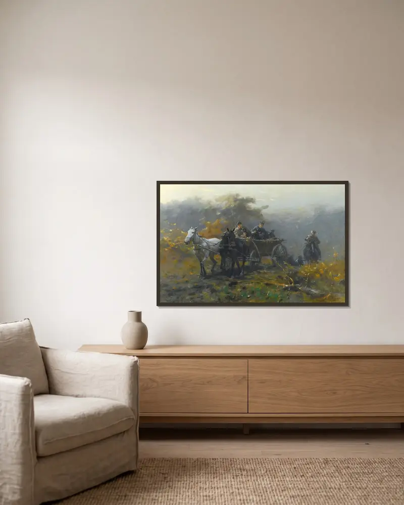 In den Wald von Jozef Brandt gerahmt an einer Wand