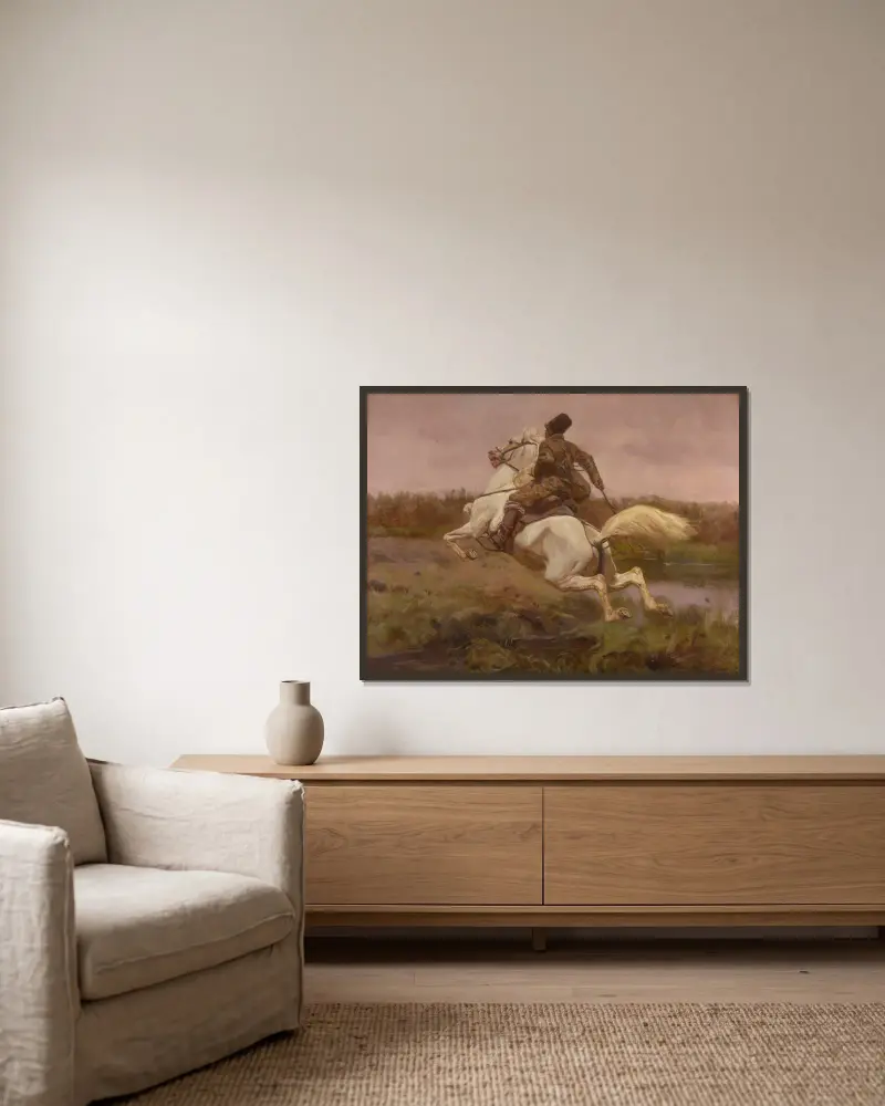 Springer von Jozef Chelmonski gerahmt an einer Wand