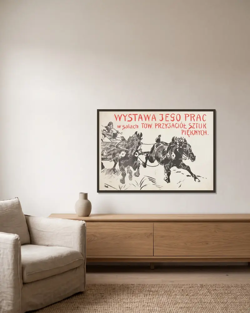 Józef Chełmoński, Ausstellung seiner Werke von Jozef Chelmonski gerahmt an einer Wand