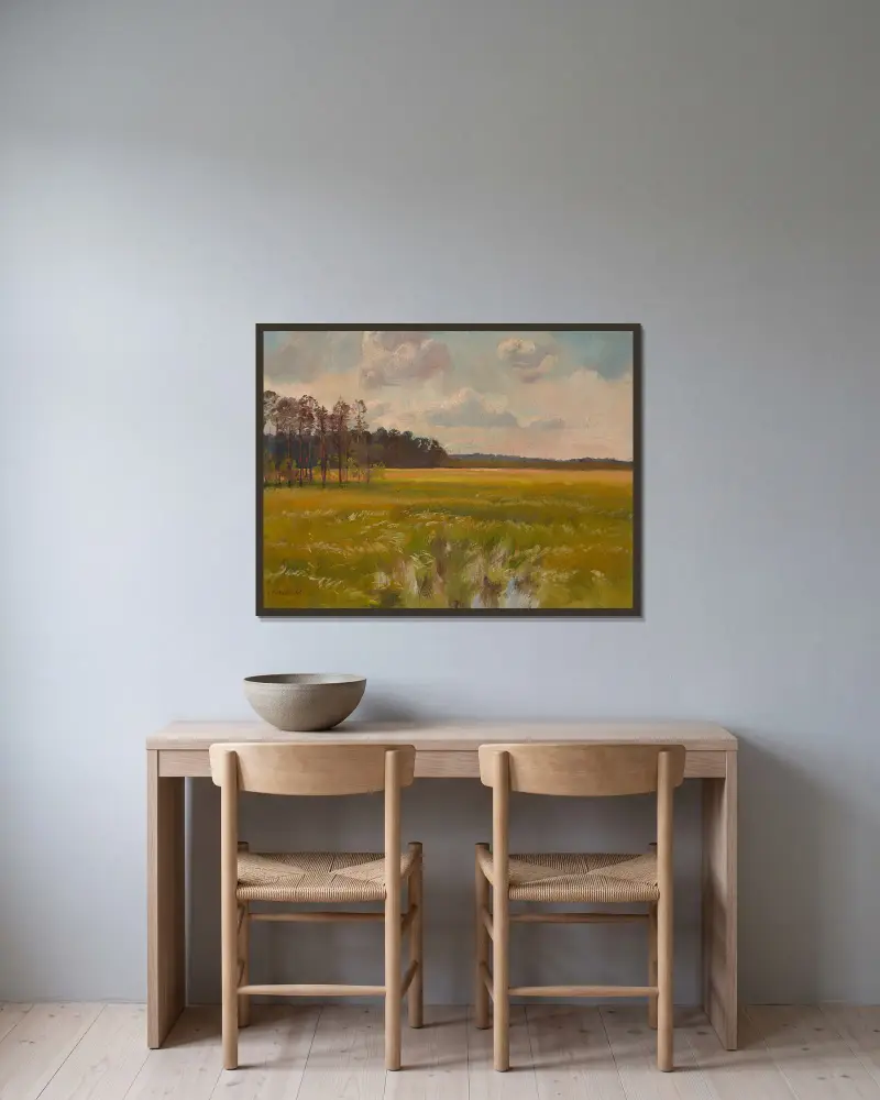 Meadow by the Forest av Jozef Chelmonski inramad på en vägg