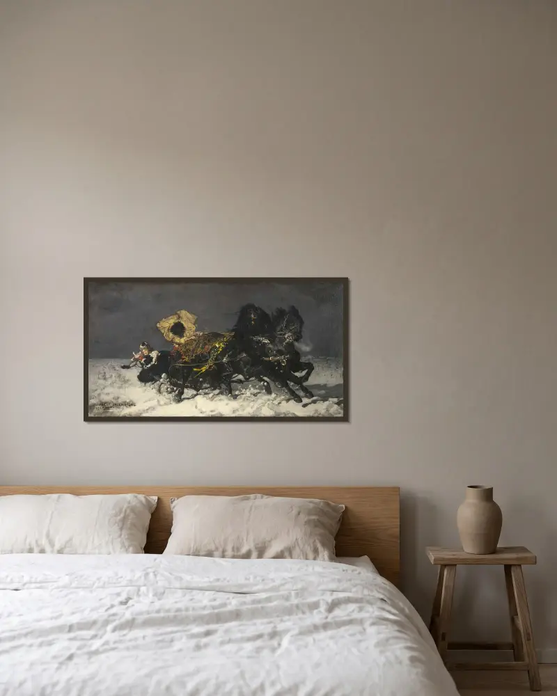 Midnight Ride av Jozef Chelmonski inramad på en vägg