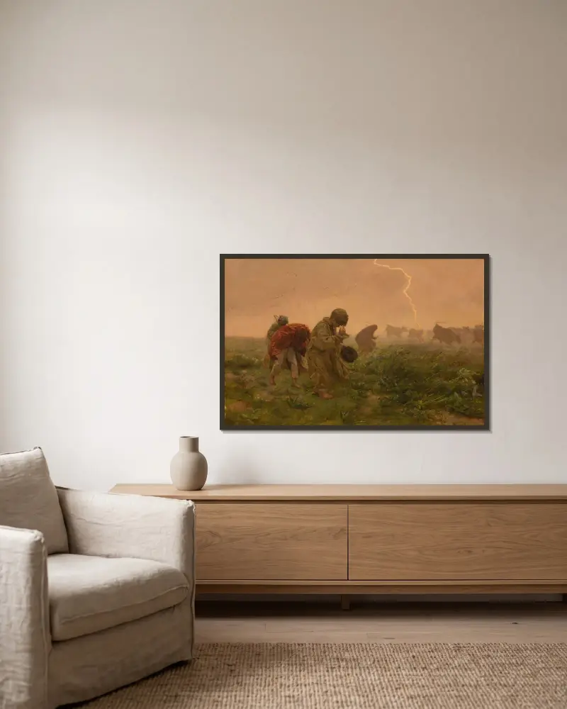 Gewitter von Jozef Chelmonski gerahmt an einer Wand