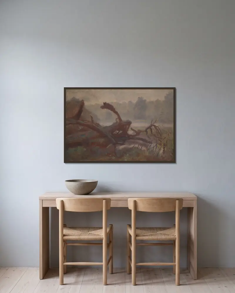 Wilderness; Forest Windfalls, sketch av Jozef Chelmonski inramad på en vägg