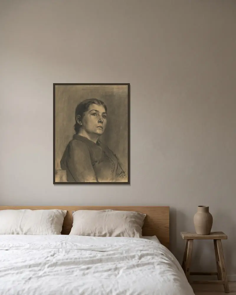 A study of the image of a woman av Jozef Hanula inramad på en vägg