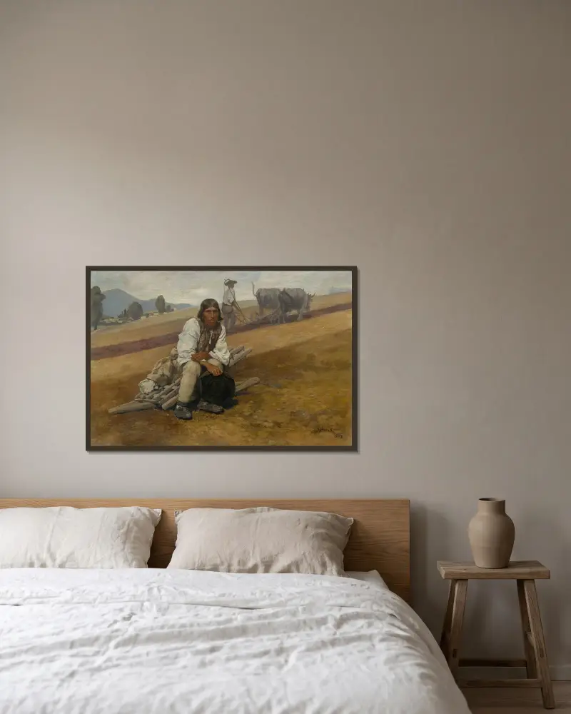 Native Land II av Jozef Hanula inramad på en vägg