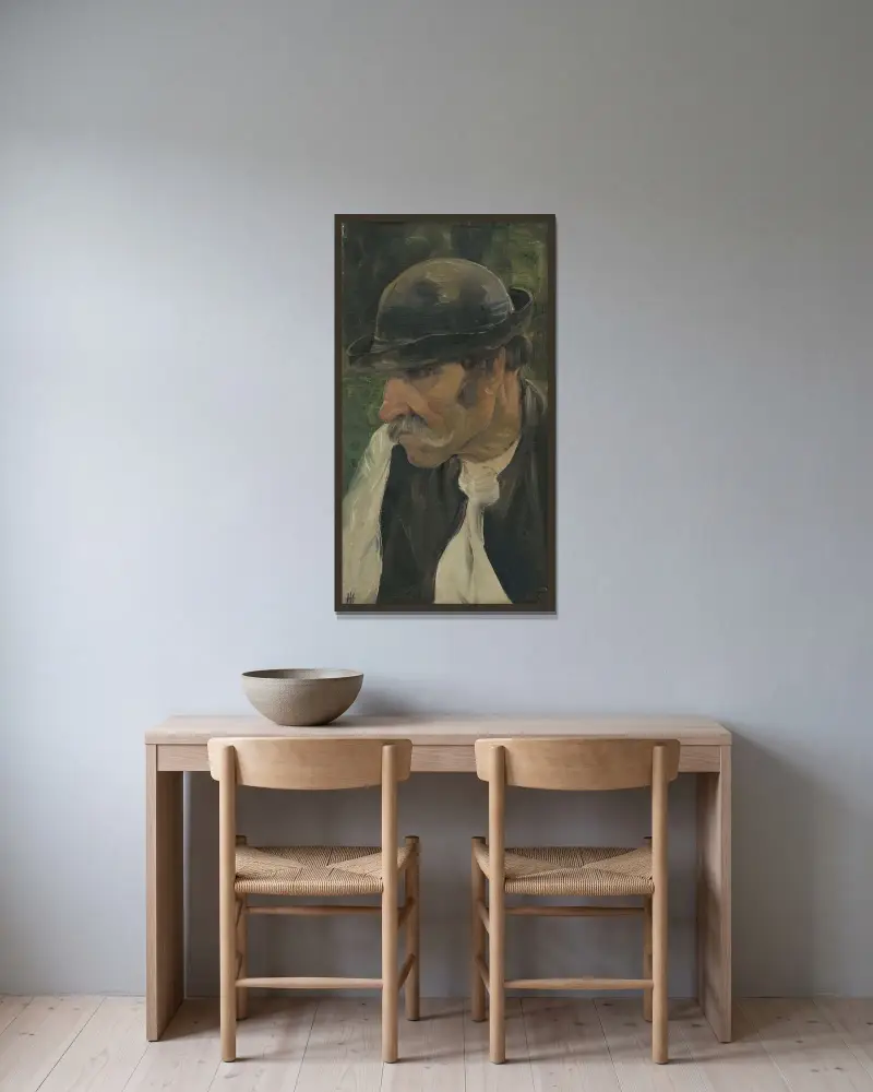 Gammal av Jozef Hanula inramad på en vägg