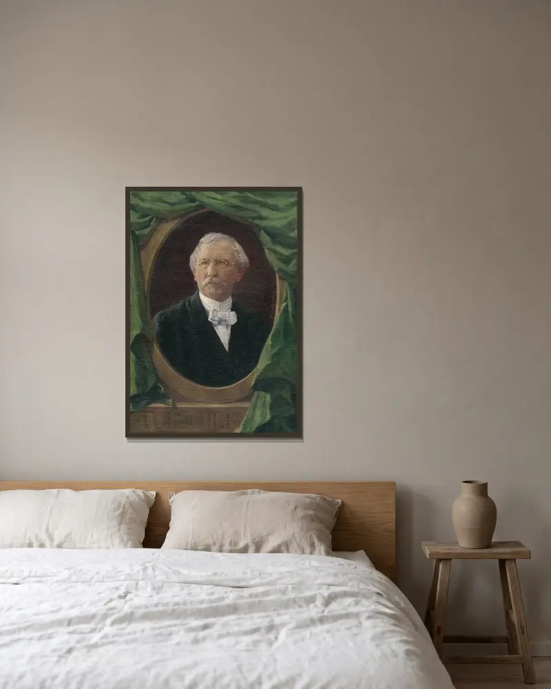 Porträtt av en man av Jozef Hanula inramad på en vägg