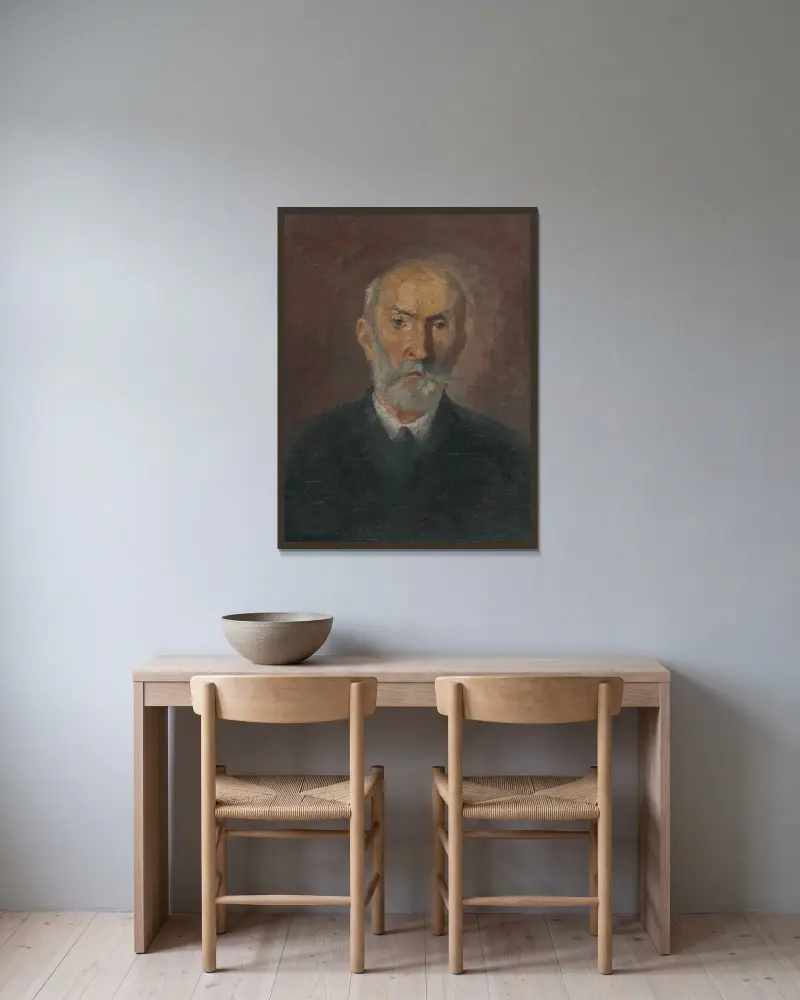 Portrait of a man av Jozef Hanula inramad på en vägg