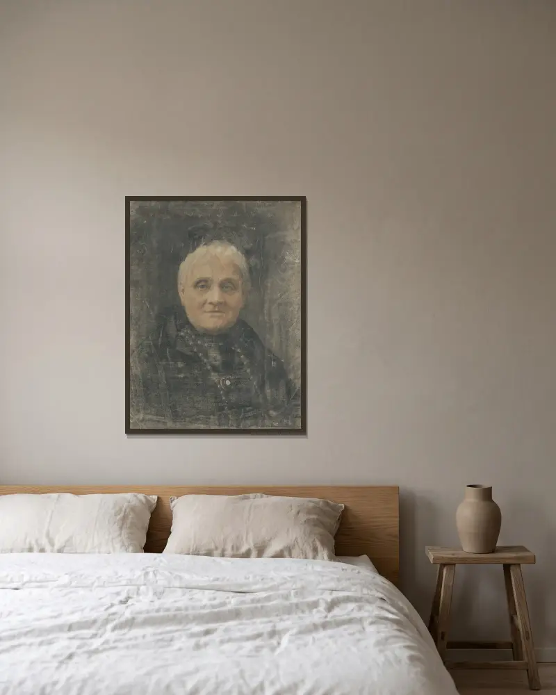 Portrait of a woman, 1928 av Jozef Hanula inramad på en vägg
