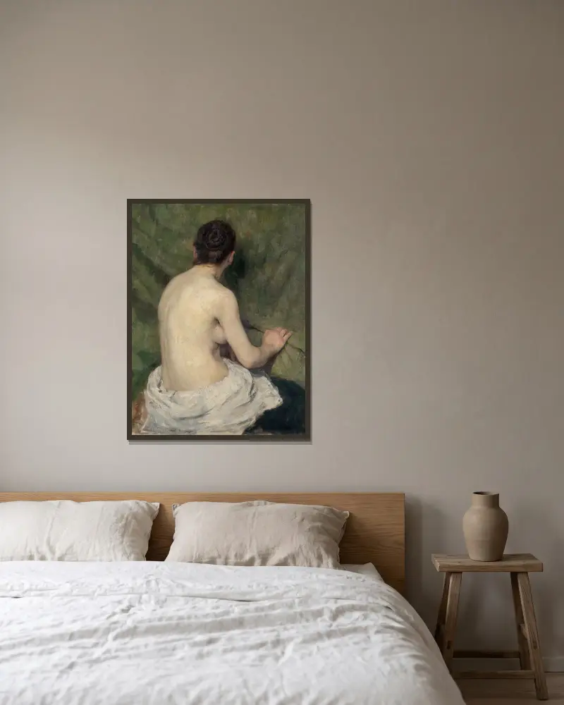 Study of Female Nude av Jozef Hanula inramad på en vägg