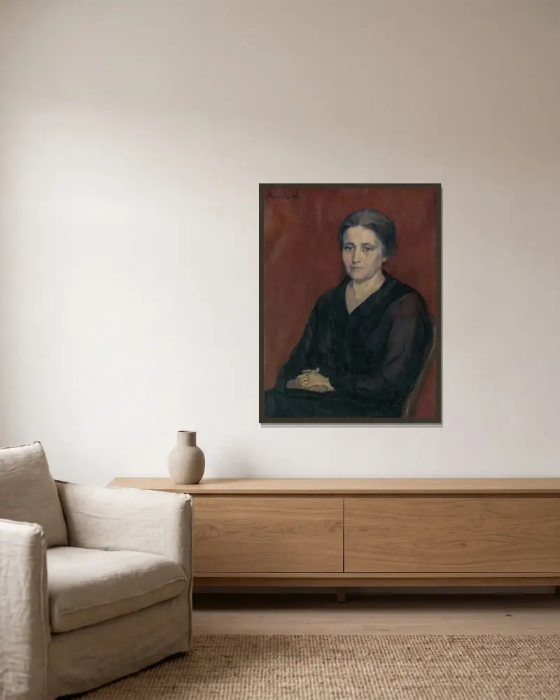 The artist’s wife av Jozef Hanula inramad på en vägg