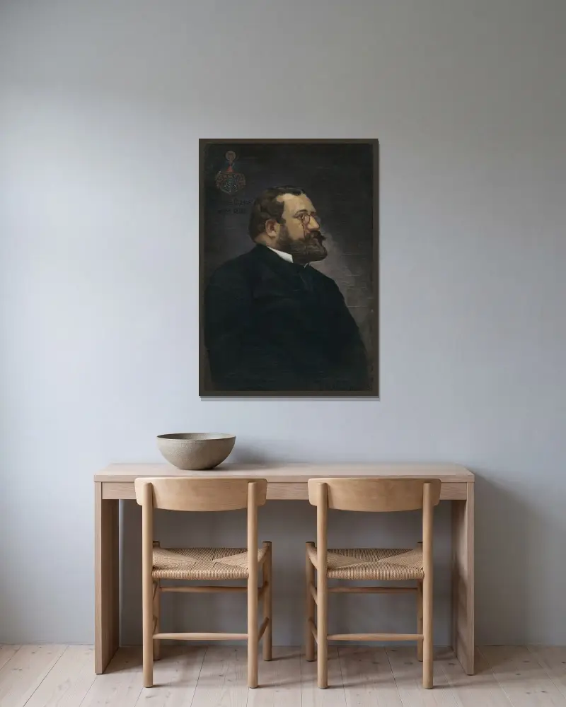 Viliam Scholtz av Jozef Hanula inramad på en vägg