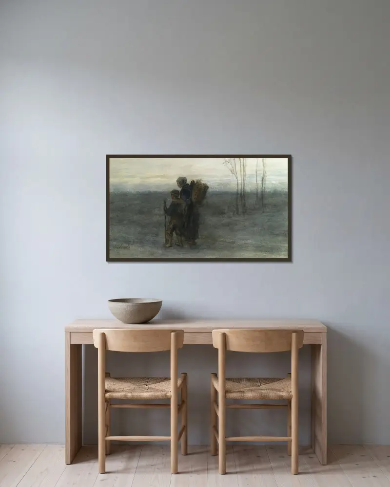 Heimwärts von Jozef Israëls gerahmt an einer Wand