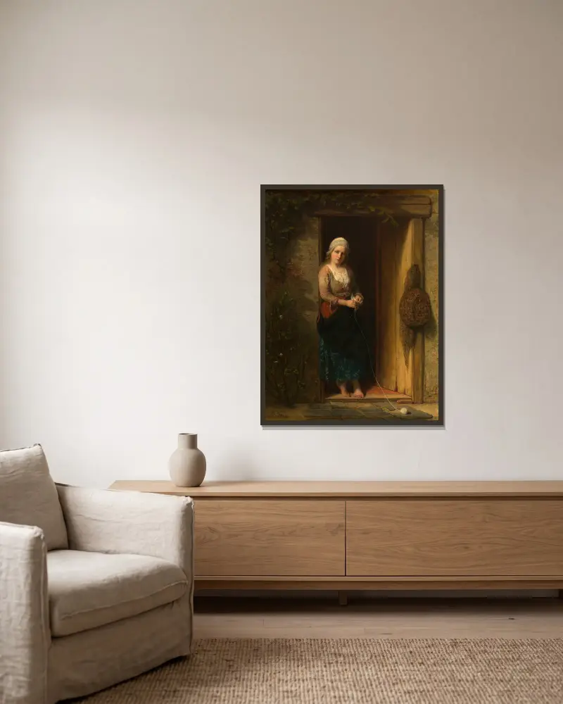 Ida, the Fisherman’s Daughter at the Doorway av Jozef Israëls inramad på en vägg