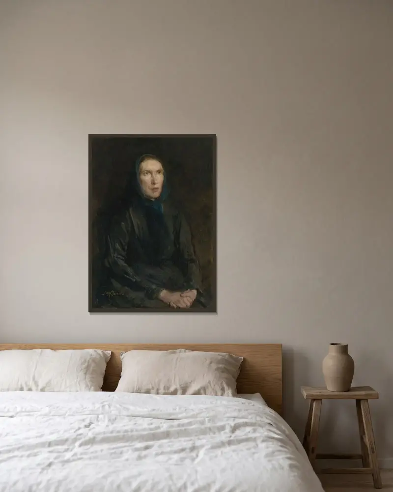 Mater Dolorosa av Jozef Israëls inramad på en vägg