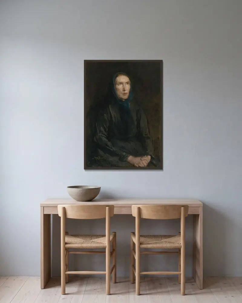 Mater Dolorosa av Jozef Israëls inramad på en vägg