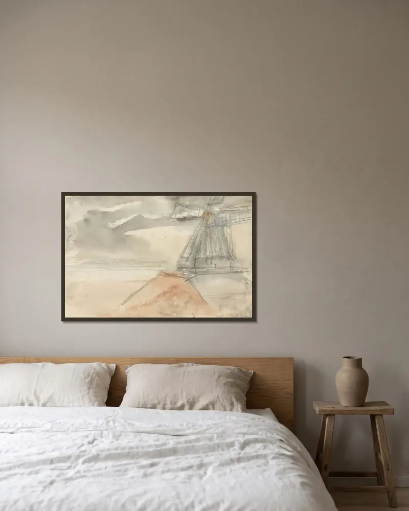 Moln på rörlig himmel av Jozef Israëls inramad på en vägg