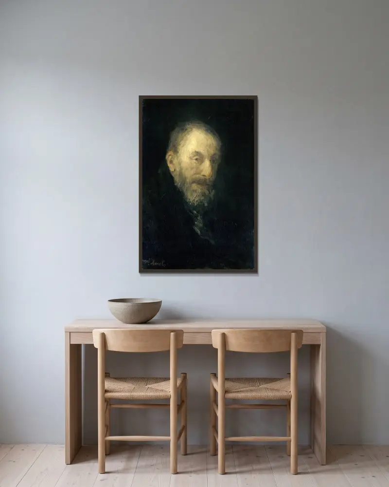 ‘Old Isaac’ av Jozef Israëls inramad på en vägg