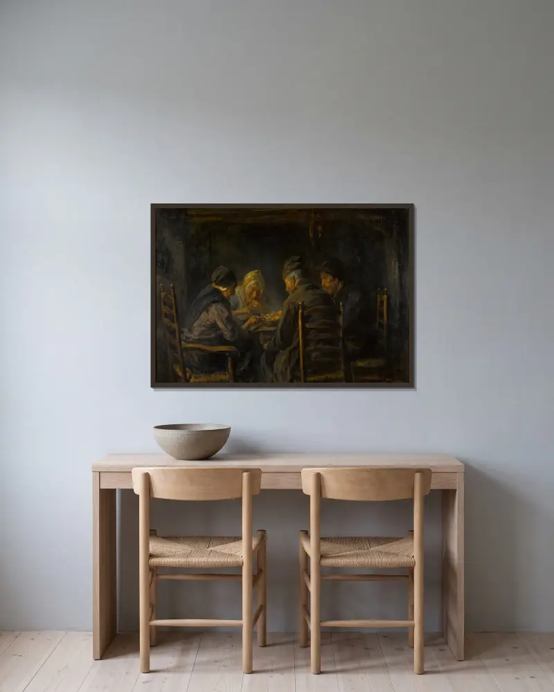 Kartoffelesser von Jozef Israëls gerahmt an einer Wand