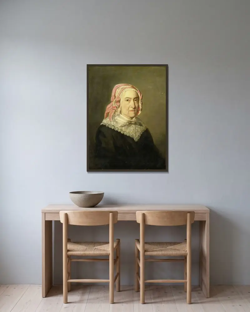 Sientje Nijkerk-Servaas v 90 letech, 1857, Jozef Israëls v rámu na stěně