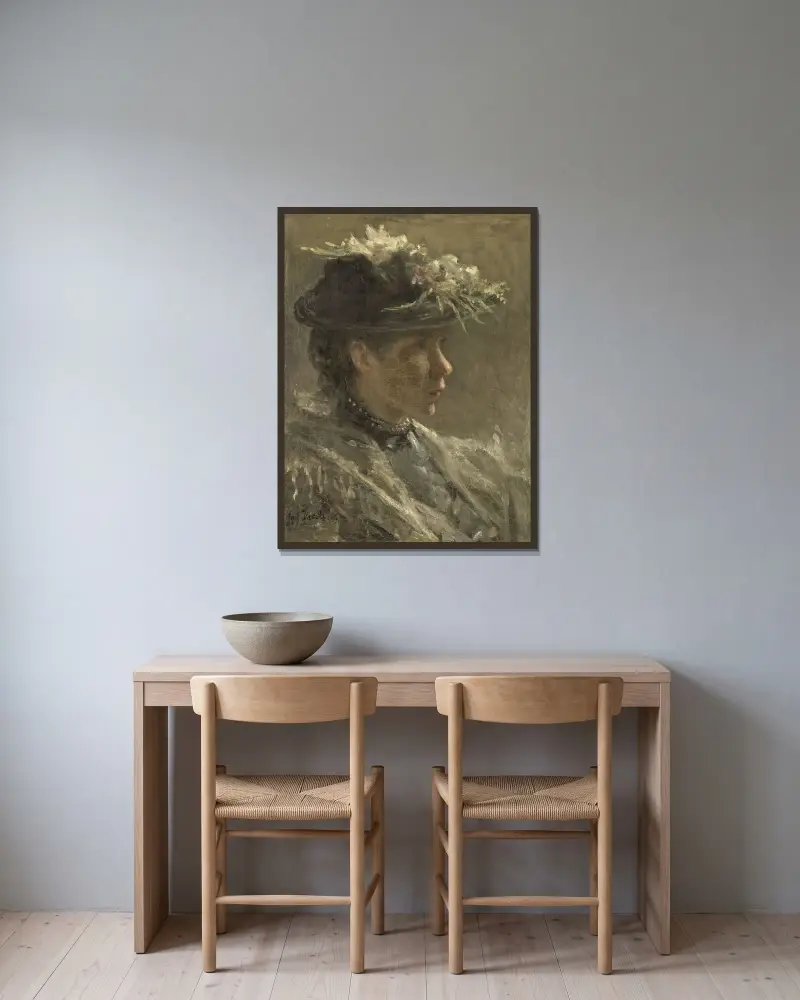 Studie av Sijtje van Bemmel (1880–1963) av Jozef Israëls inramad på en vägg