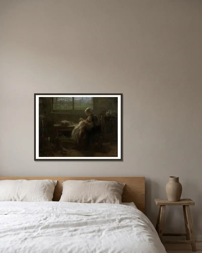 ‘The Joy of Motherhood’ av Jozef Israëls inramad på en vägg