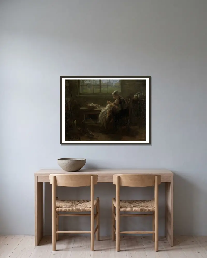 ‘The Joy of Motherhood’ av Jozef Israëls inramad på en vägg