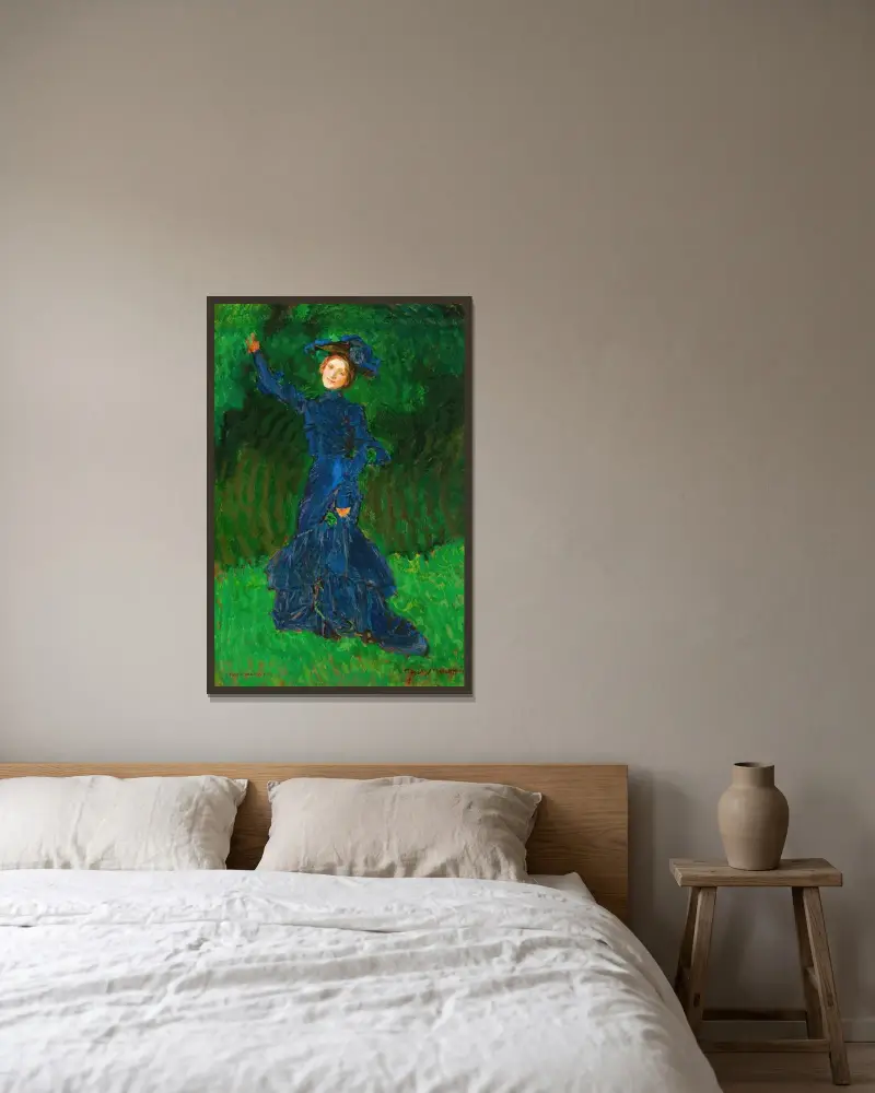 Ženská figura – studie k obrazu „Strange Garden“, Józef Mehoffer v rámu na stěně